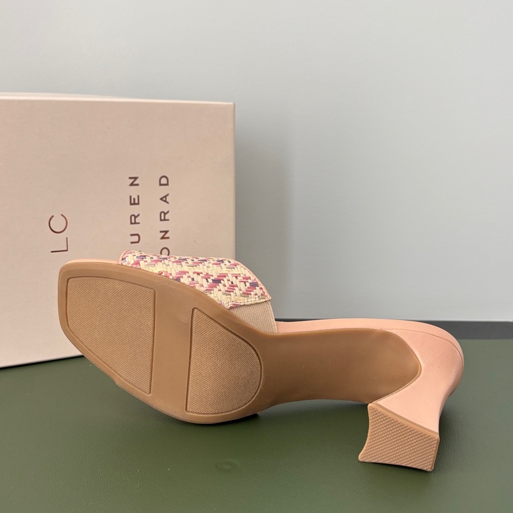 LC Lauren Conrad Women's Pink Woven Heeled Sandals - Picture 9 of 12